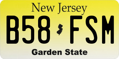 NJ license plate B58FSM