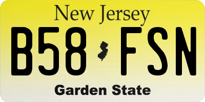 NJ license plate B58FSN