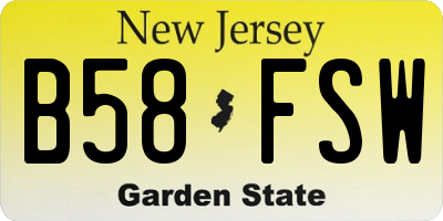 NJ license plate B58FSW
