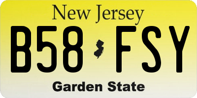 NJ license plate B58FSY