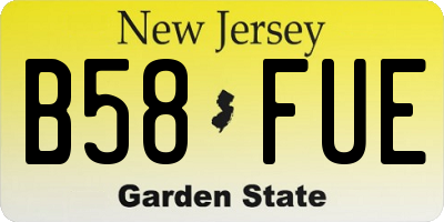 NJ license plate B58FUE