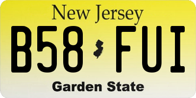 NJ license plate B58FUI