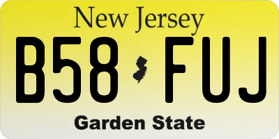 NJ license plate B58FUJ
