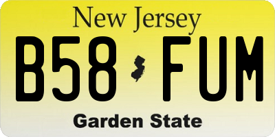 NJ license plate B58FUM