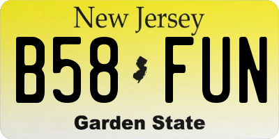 NJ license plate B58FUN