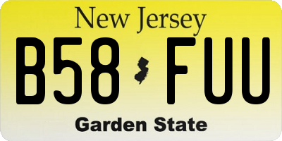NJ license plate B58FUU
