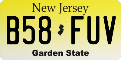 NJ license plate B58FUV