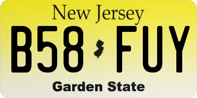 NJ license plate B58FUY