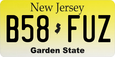 NJ license plate B58FUZ