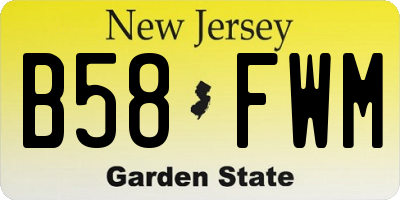 NJ license plate B58FWM