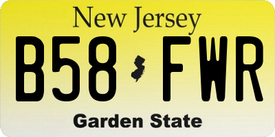 NJ license plate B58FWR