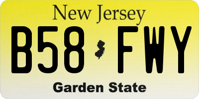 NJ license plate B58FWY