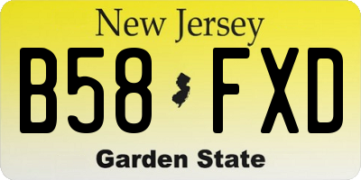 NJ license plate B58FXD