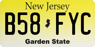 NJ license plate B58FYC