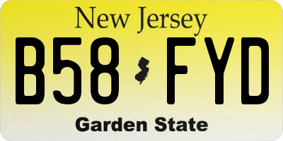NJ license plate B58FYD