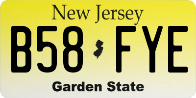 NJ license plate B58FYE
