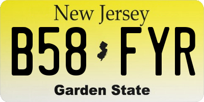NJ license plate B58FYR
