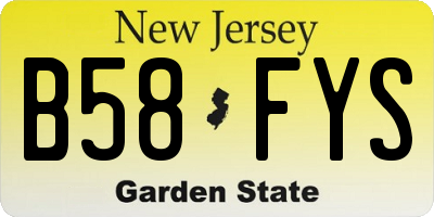 NJ license plate B58FYS