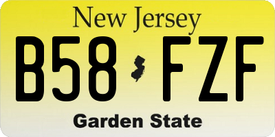 NJ license plate B58FZF