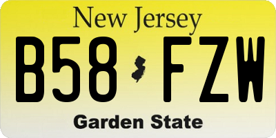 NJ license plate B58FZW