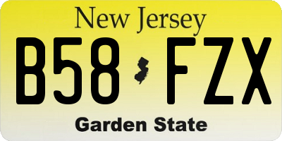 NJ license plate B58FZX