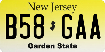 NJ license plate B58GAA