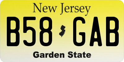 NJ license plate B58GAB