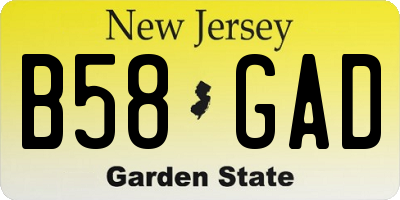 NJ license plate B58GAD