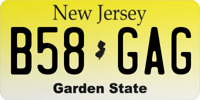 NJ license plate B58GAG