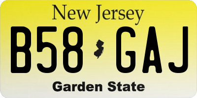 NJ license plate B58GAJ