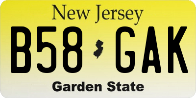 NJ license plate B58GAK