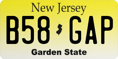 NJ license plate B58GAP