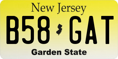NJ license plate B58GAT