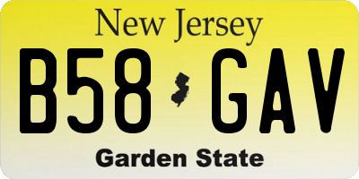 NJ license plate B58GAV