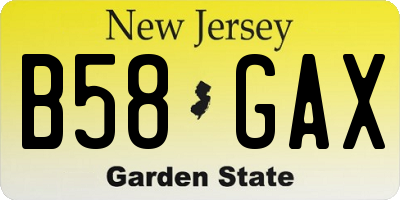 NJ license plate B58GAX