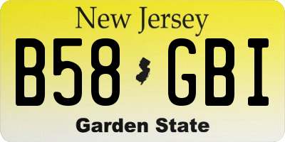 NJ license plate B58GBI