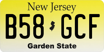 NJ license plate B58GCF