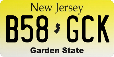NJ license plate B58GCK