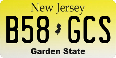 NJ license plate B58GCS