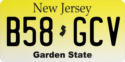 NJ license plate B58GCV