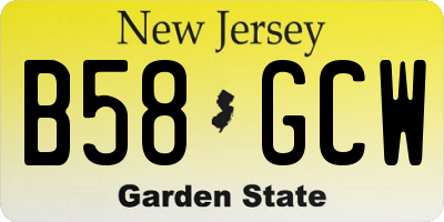 NJ license plate B58GCW