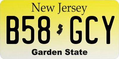 NJ license plate B58GCY