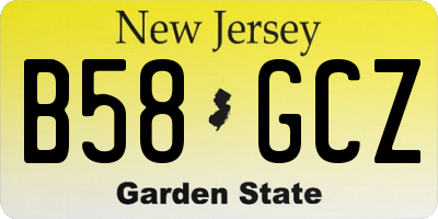 NJ license plate B58GCZ