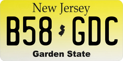 NJ license plate B58GDC