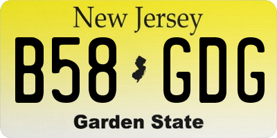 NJ license plate B58GDG