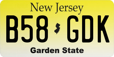NJ license plate B58GDK