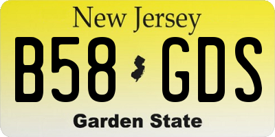 NJ license plate B58GDS