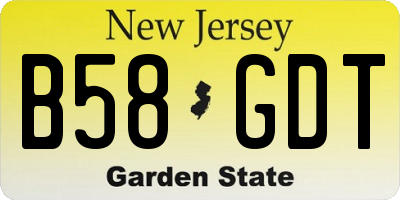 NJ license plate B58GDT