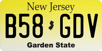 NJ license plate B58GDV