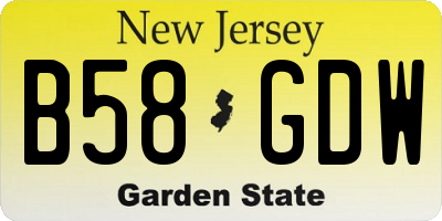 NJ license plate B58GDW